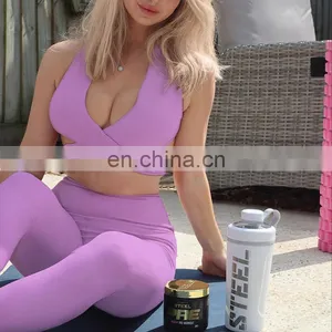 Wholesales Best Sellers Women Autumn Fitness Yoga Suit Ladies Solid Color Sportswear Fitness Clothing Set thumbnail-3