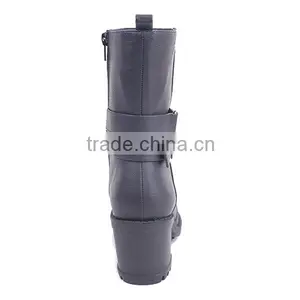 Wholesale Cowboy Female Half Boots Women Zipper Boots High Heels With Buckles thumbnail-5
