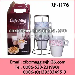 Custom Designed Promotional Porcelain Stackable Coffee Mug With Rack for Tableware thumbnail-1