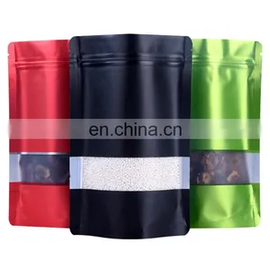 Biodegradable Resealable Clear Window Laminated Plastic Bag With Zipper Aluminium Foil Food Packaging Zip Lock Stand up Pouches thumbnail-2