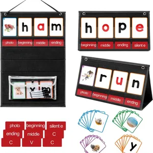 CVC Word Builder Desktop Pocket Chart With 107 Cards, Kids Word Builder Games for CVC CVCC CCVC Learning Reading Spelling Early Education Tool for Preschool Kindergarten Classroom thumbnail-1