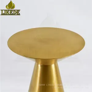 Hot Sale Round Stainless Steel Coffee Table With Gold Metal Legs Furnishings Masterpiece thumbnail-2