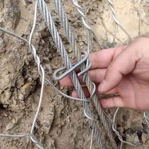 HR20 Reinforced Hexagonal Mesh Barrier Netting Galvanized Steel Plain Weave Woven Slope Security Rock Falling Protection Cutting thumbnail-2
