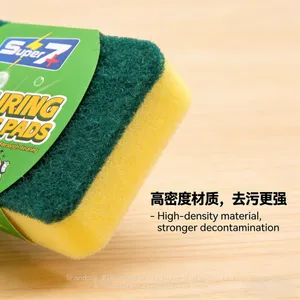 Custom High Density Strong Cleaning Kitchen Scrub Sponges Household Cleaner Kitchen Sponge Green Scouring Pad thumbnail-3