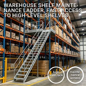 Easy Installation Galvanized Steel Vertical Safety Cage Ladder Bolt Fixed Industrial Access Ladder thumbnail-1