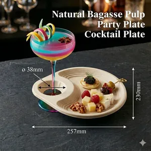 Compostable Gourd-Shaped Biodegradable Bagasse Cup Holder for City Walk, Takeout thumbnail-5