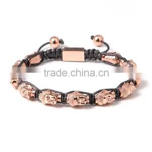 2016 Popular Upscale Rose Gold Lava Stone Buddha Stainless Steel Bracelet Costume Jewellery Match Colorful Cord thumbnail-2