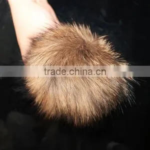 Wholesale Fur Pom Poms Real Raccoon Fur Ball Knited Cap Bag /Key/Clothes Accessories thumbnail-1