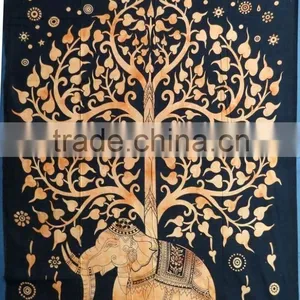 Small Size Multicolored Tapestry Wall Hanging Throw Wholesale Indian Bedsheet thumbnail-4