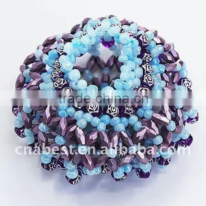 Fashion Scrunchies With Blue and Purple Beads,hairband thumbnail-1