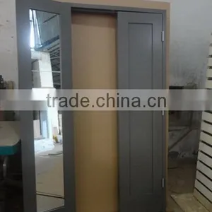 Water Based Paint Finished Glass Solid Wood Closet Sliding Doors Supplier's Choice thumbnail-2
