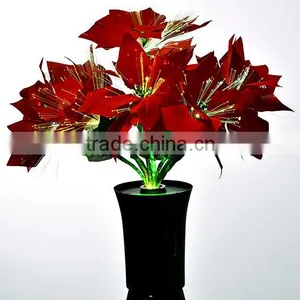 Very Best Sale LED Fiber Optic Poinsettia Flowers /LED Fiber Optic Red Christmas Flower Light With High Metal Pot With CE thumbnail-5
