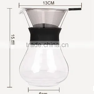 300ml Manual Drip Glass Coffee Maker With Stainless Steel Filter thumbnail-1