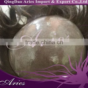 Indian Remy Hair Grey Color Invisible Super Thin Skin PU Men Toupee thumbnail-5