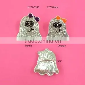 Halloween 22*20mm Ghost Rhinestone Button Embellishment Slider for Hair Flower Bow Center DIY Craft(BTN-5383) thumbnail-1
