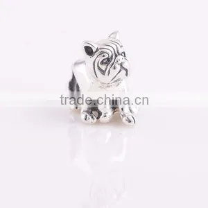 925 Sterling Silver Charm Beads Bracelet Bulldog Charm thumbnail-1
