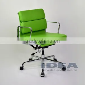 Replica Charles and Ray EA217 Low Back Soft Pad Desk Chair - Salad Green Color Genuine Leather thumbnail-5