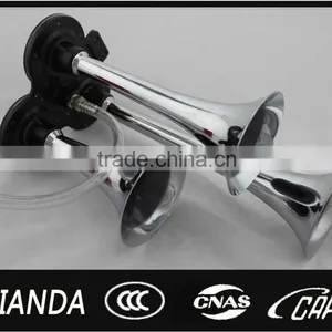 New 12/24v 135db Super Loud Chrome Triple Trumpet Air Horn Boat Bus Truck Lorry Train Motorcycle thumbnail-1