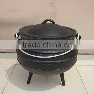 Size 14 Cast Iron Black 3 Legged South African Potjie Pot thumbnail-1