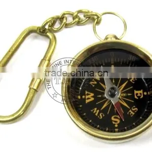 BRASS COMPASS KEYCHAIN - BRASS COMPASS KEYRING thumbnail-2