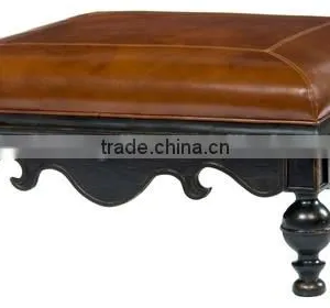 Moroccan Leather Pouf Ottoman Footstool HDOT0146 thumbnail-1