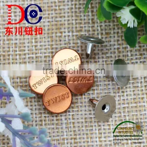 Shiny Copper Custom Logo Metal Button Jeans Rivet for Denim thumbnail-1