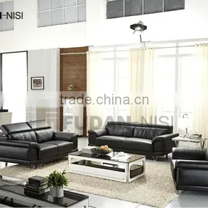 Italy Black Genuine Leather Sectionals Sofas thumbnail-3