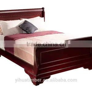 French Style Oak Range Bedroom Furniture Wooden King Sleigh Bed thumbnail-1