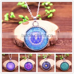 Newest Choker Necklace Round Glass Galaxy Pendants 2015 Necklace Lovely Pendant Silver Chain Necklace For Women Quality Choice thumbnail-1