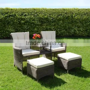 Wicker Chair With Table and Stool thumbnail-1