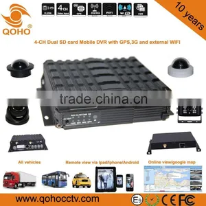 Two SD 4-CH Car Mobile DVR GPS 3G WIFI For Vehicles With Full-Metal Housing thumbnail-1