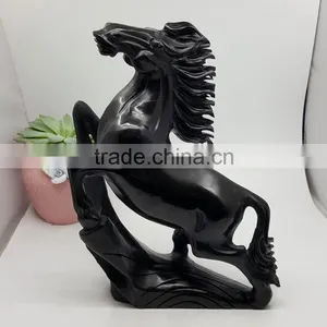 Obsidian Horse Figurine Sculpture Animal Carvings Office Ornaments thumbnail-3