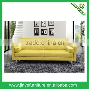 Modern Convertible Simplistic Linen Futon Bed, Yellow thumbnail-1