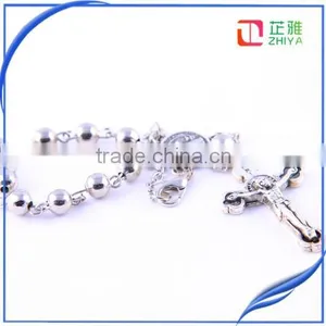 Jerusalem Round Silver Bead Catholic Rosary thumbnail-1