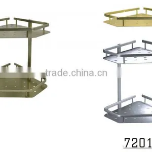 Homestar Bathroom 2 Tier Aluminium Wall Mounted Corner Shelf thumbnail-1