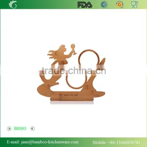 Bamboo Wine Rack Red Wine Holder Single Bottle Holder Mermaid thumbnail-1