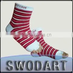 Women Stretching Toeless Sock Yoga Socks With Stripe Pattern thumbnail-1