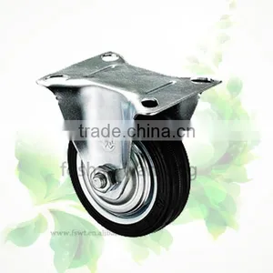 5 Inch Zinc Blacket Black Rubber Fixed Caster For Furniture Wheel thumbnail-1