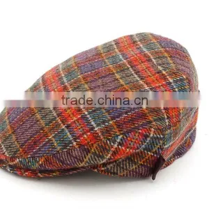 Blank Plaid Beret Cap With Custom Embroidery thumbnail-1