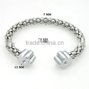 Trendy Women Two Tone Stainless Steel Cuff Bracelet Crystal Flower Bangle Jewelry thumbnail-5