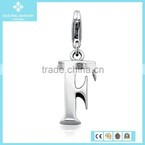 Simple Metal Fashion Letter F Charm in Sterling Silver thumbnail-1