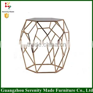 2016 NEW Round Marble Table Tops Rose Gold Metal Wire Coffee Table thumbnail-1