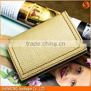 Yellow Leather and Metal Material Credit Card Case With Printing Logo thumbnail-1