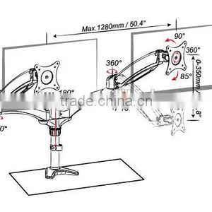 Aluminum Mechanical Spring LCD Dual Monitor Mount thumbnail-3