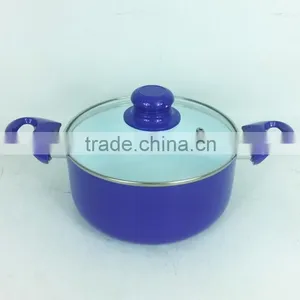 8pcs Purple Aluminum Cooking Pot Set Non-stick Cooking Pot With Glass Lid Cookware Set thumbnail-1