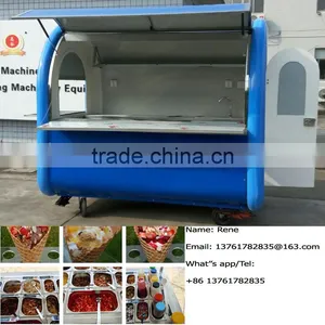 China Supply Kiosk Street Vending Trailer Cart Snacks and Sweets Food Trolley for Sale thumbnail-3