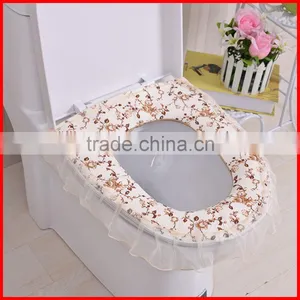 Pastoral Household Soft Polyester Lace Cloth Dust Washable Toilet Seat Cover U-shaped Toilet Mat thumbnail-1