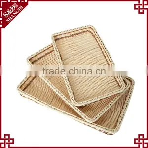 Environmently Supermarket Plastic Synthetic Rattan Fruit Display Tray thumbnail-4