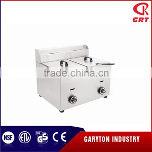 GRT -G20L Commercial Kitchen 2 Tanks Stainless Steel Gas Deep Fryer thumbnail-4