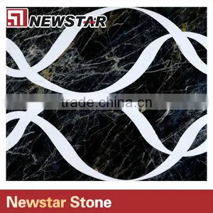 Newstar Good Quality Black And White Weave Marble Tile Waterjet Floor Mosaic thumbnail-2